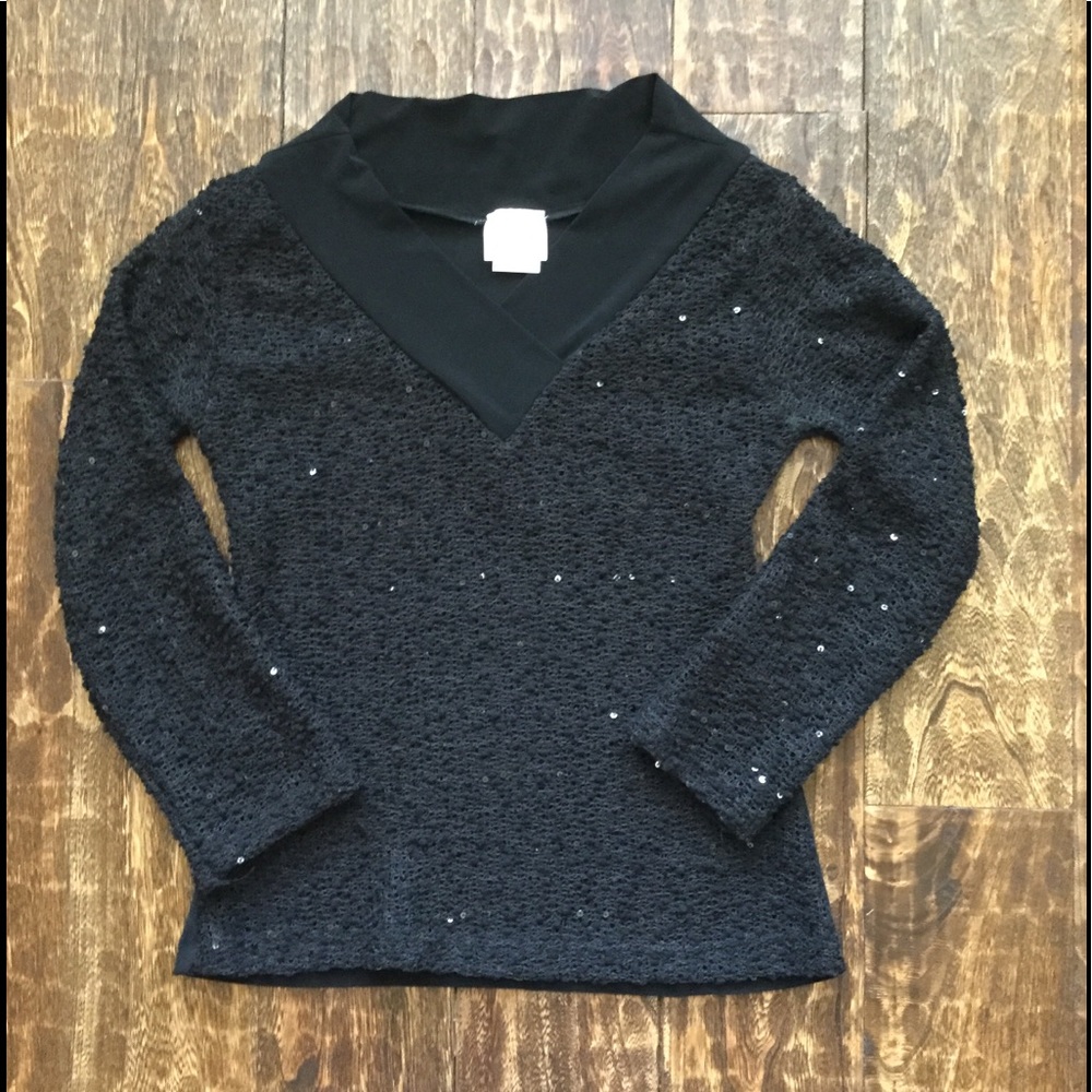 Dream Black V-Neck Sweater - No Size Tag, See Measurements in Description (NWOT)